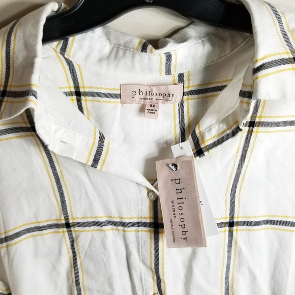 Philosophy Tops - Philosophy Long Sleeve Button Up Flannel Shirt